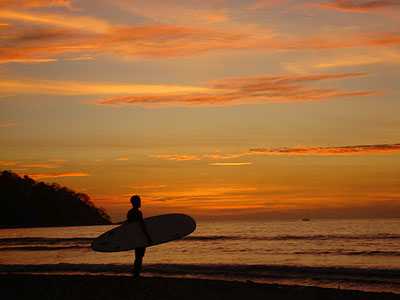 Surfer at Sunset in Guanacaste